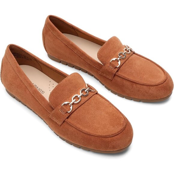 Dream Pairs Women Brown-suede Faux Suede Arch Support Slip On Flat Loafers - Picture 7 of 9